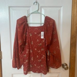 Loft Women’s floral sheer sleeve blouse